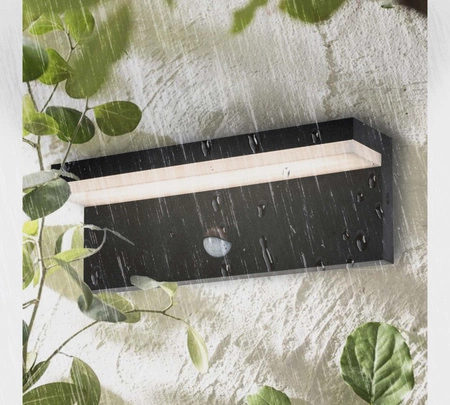 Lampa elewacyjna LED zewnętrzna kinkiet ogrodowy 10W biała neutralna PIR LEL-0002 PIR CZARNA LEDLUX