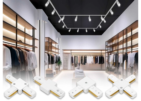 Łącznik Krzyżowy do Szyn Oświetleniowych LED Typ X Biały LEDLUX