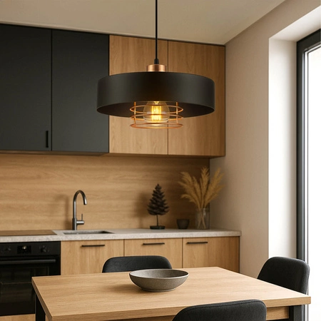 Lampa Wiszącva LX- 1127 Czarna + Miedź 1x E27 LEDLUX