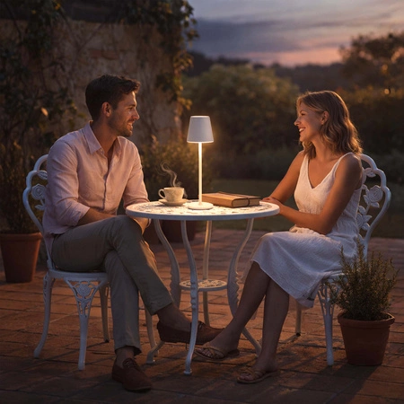 Lampa wewnętrzna zewnętrzna Lampka na taras ogródek stół LED USB Bezprzewodowa Biała LB-001 WHITE