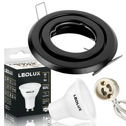 Zestaw Oprawa Halogenowa Ruchoma Okrągła CT- 15 Czarna + Żarówka GU10 5,5W biała ciepła LEDLUX
