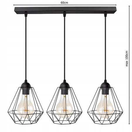 Lampa Wisząca LX- 1024 Czarna 3x E27 LEDLUX