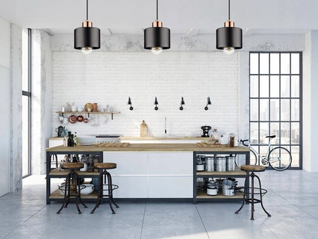 Lampa Wisząca LX- 1037 Czarna + Miedź 1x E27 LEDLUX