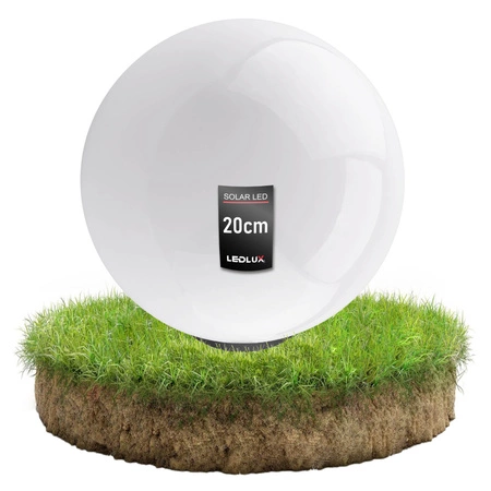 Lampa Solarna LED Wbijana Ogrodowa biała kula 20cm LSOL-023 LEDLUX