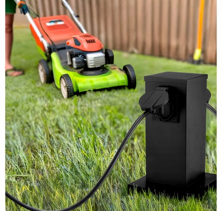 Słupek Elektryczny Ogrodowy Stojący E27 LX- 810 Czarny 22cm 2x GNIAZDO LEDLUX