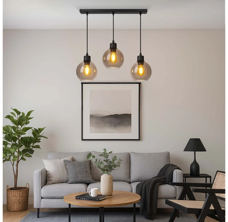 LAMPA SUFITOWA wisząca ŻYRANDOL PLAFON LED szklane kule Dymiona MODERN LX- 1141 Czarna 3x E27 LEDLUX