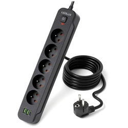 Przedłużacz Listwa Zasilająca Sieciowa 5 Gniazd 230V 3M 3x USB Ładowanie