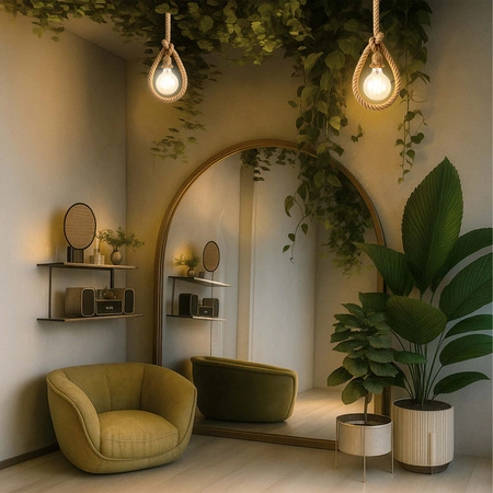 Lampa WISZĄCA sufitowa Oprawa żarówki Lina konopna BOHO 90cm SZNUR jutowy LX1435