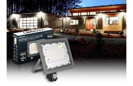 Halogen reflektor naświetlacz LED 50W z czujnik ruchu zmierzchu zewnetrzny LNA-03 PIR biała neutralna LEDLUX