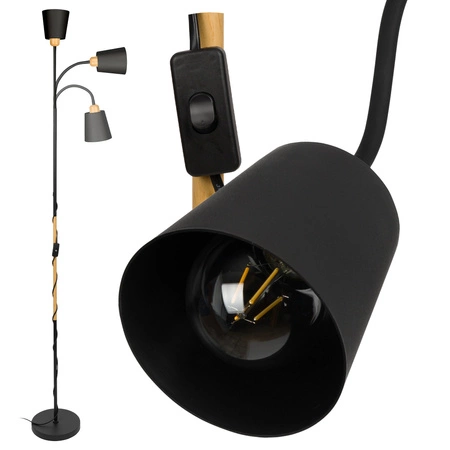 Lampa Podłogowa Czarna Regulowana, Klosz E27 na Elastycznym Ramieniu LPD-004 E27 LEDLUX