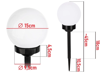 Lampa Solarna LED biała kula 15cm LSOL-002 LEDLUX