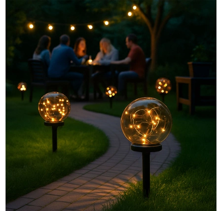 Lampa Solarna Ogrodowa LED Wbijana Ozdobna Dymiona Kulka Kula Szpikulec LSOL-050 LEDLUX