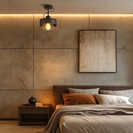 Lampa Sufitowa LX- 1259 Czarna + Miedź 1x E27 LEDLUX