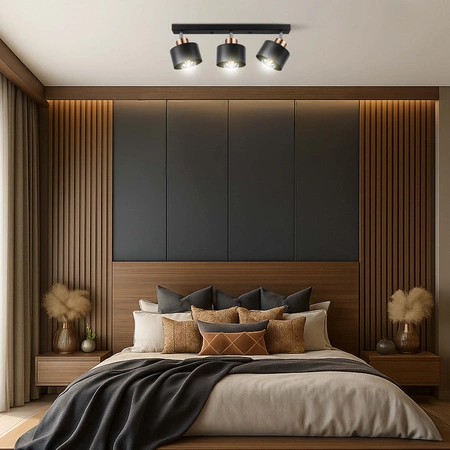 Lampa Sufitowa LX- 1031 Czarna + Miedź 3x E27 LEDLUX