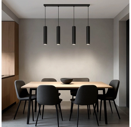 Lampa Sufitowa Wisząca Żyrandol Plafon Tuba Tuby metalowa Czarna LED GU10 LX-1350 Czarna 4x GU10 LEDLUX