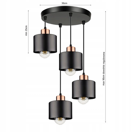 Lampa Wisząca LX- 1103 Czarna 4x E27 LEDLUX