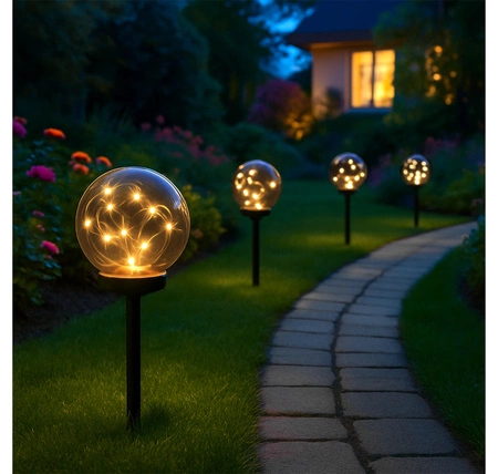 Lampa Solarna Ogrodowa LED Wbijana Ozdobna Dymiona Kulka Kula Szpikulec LSOL-050 LEDLUX