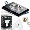Zestaw Oprawa Halogenowa Szklana LX-7003 Czarna Kwadratowa + Żarówka LED GU10 10W biała zimna LEDLUX