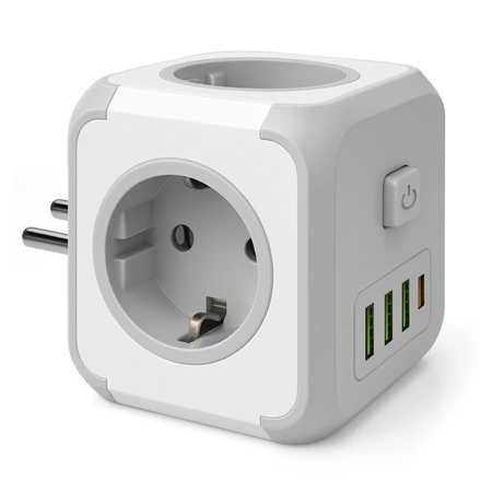 Przedłużacz Rozgałęźnik Kostka Trójnik Do Gniazdka Włącznik Ładowarka USB LEDLUX