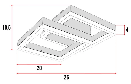 Lampa Sufitowa Wisząca LED Dwa Kwadraty LX- 933 32W Czarna biała neutralna LEDLUX