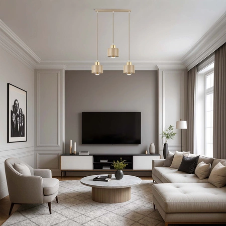 Lampa wisząca sufitowa nowoczesna 3xE27 ZŁOTA beżowa GLAMOUR nowoczesna LX-1035