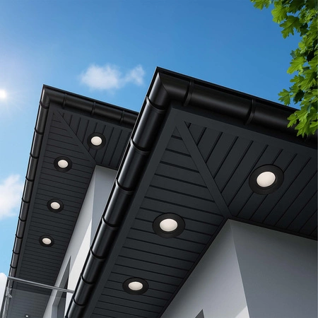 Zestaw 6x Oprawa Halogenowa Hermetyczna D-06 BLACK + 6x Żarówka GU10 12W biała ciepła LEDLUX