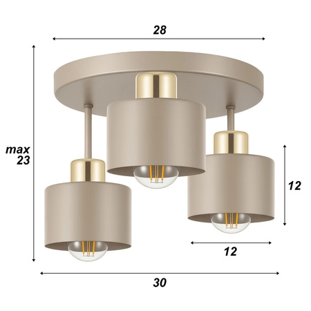 LAMPA sufitowa wisząca LED ŻYRANDOL PLAFON loft nowoczesna E27 beżowa LX1020