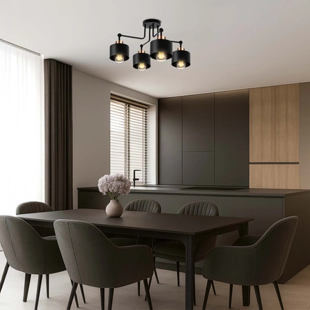 Lampa Sufitowa LX- 1099 Czarna + Miedź 4x E27 LEDLUX