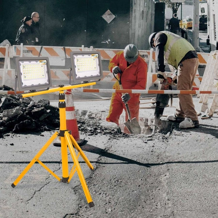 Halogen LED Statyw Budowlany Naświetlacz 2x50W / 100W 10000lm Przewód Mufa barwa biała neutralna LEDLUX