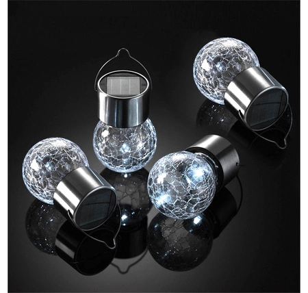 Lampa Solarna LED Ogrodowa Dekoracyjna Kula IP44 Latarenka Szklana Kula LSOL-014 LEDLUX