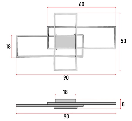Lampa Sufitowa Wisząca LED Geometryczna LX- 1102 72W Biała 3000k- 6000k LEDLUX