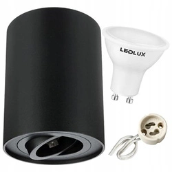 Zestaw Oprawa Sufitowa Natynkowa LX- 63 Czarna + Żarówka GU10 7,5W biała neutralna LEDLUX