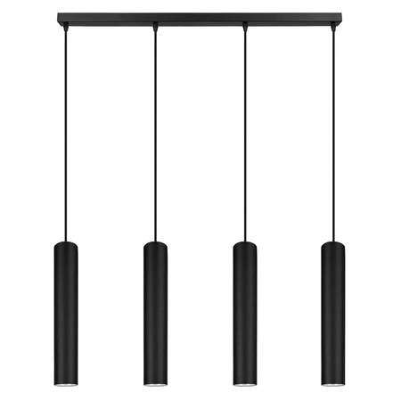 Lampa Sufitowa Wisząca Żyrandol Plafon Tuba Tuby metalowa Czarna LED GU10 LX-1350 Czarna 4x GU10 LEDLUX