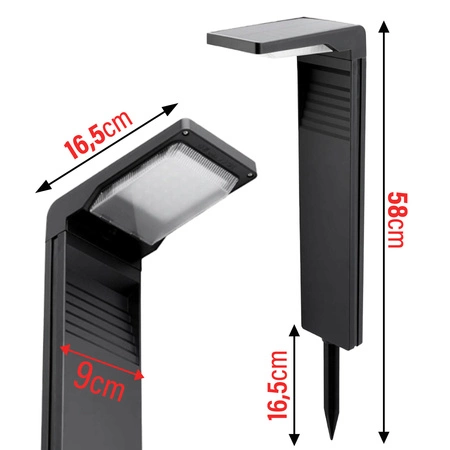 6x Lampa Solarna LED SŁUPEK OGRODOWY WBIJANY Czarny LSOL-033 LEDLUX