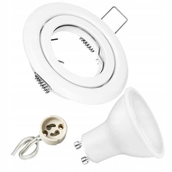 Zestaw Oprawa Halogenowa Ruchoma okrągła CT- 15 Biała + Żarówka GU10 10W biała zimna LEDLUX