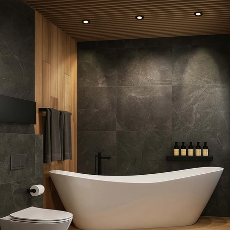 Zestaw Oprawa Halogenowa Hermetyczna D-06 BLACK + Żarówka GU10 12W biała ciepła LEDLUX