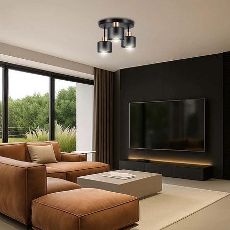 Lampa Sufitowa LX- 1020 Czarna + Miedź 3x E27 LEDLUX