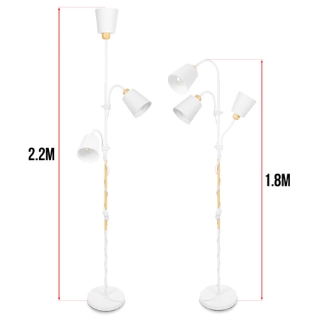 Lampa Podłogowa stojąca 3xE27 nowoczesna Czarna Regulowana do salonu Loft LPD-006 WHITE E27 LEDLUX