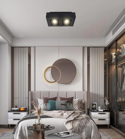 Oprawa Sufitowa Natynkowa SPOT Prostokąt LX- 75 Czarna 2x GU10 LEDLUX