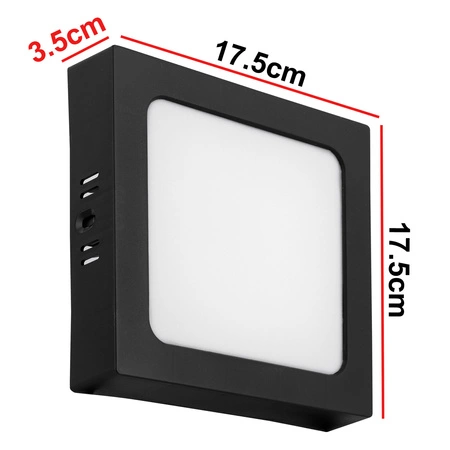 Panel LED natynkowy 18W NW czarny 17,5x17,5cm Plafon lampa sufitowa kwadrat LEDLUX