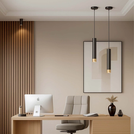 Lampa Sufitowa Wisząca LX-1412 Czarna + Złoto 1x GU10 LEDLUX