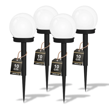 4x Lampa Solarna LED biała kula 10cm LSOL-001 LEDLUX