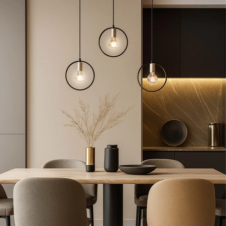 Lampa Wisząca LX-1362 Czarna+ Złoto 3x E27 LEDLUX