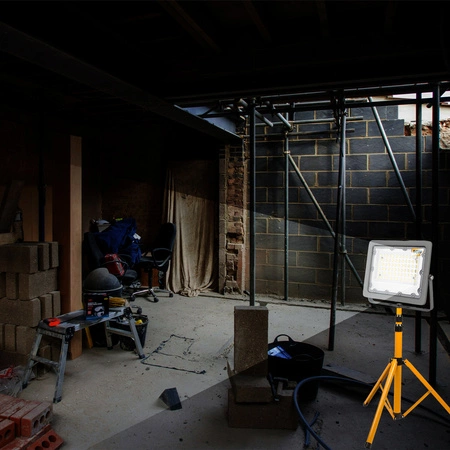 Halogen LED Statyw Budowlany Naświetlacz 1x50W / 50W 5000lm Przewód Mufa barwa biała neutralna LEDLUX