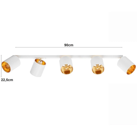 Lampa Sufitowa LX- 1389 Biała + Złoto 5x E27 LEDLUX