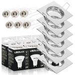 Zestaw 6x Oprawa Halogenowa CT- 001 Chrom Kwadratowa +Żarówka GU10 3,5W biała zimna LEDLUX