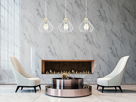 Lampa Wisząca LX- 1345 Biała + Złoto 1x E27 LEDLUX