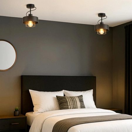 Lampa Sufitowa LX- 1259 Czarna + Miedź 1x E27 LEDLUX