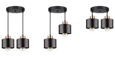 Lampa Wisząca LX- 1061 Czarna + Miedź 2x E27 LEDLUX