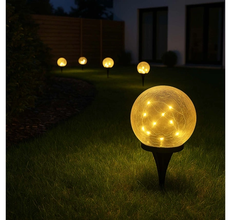 Lampa ogrodowa Kula solarna LED Szklana 10 cm Grube szkło wbijana naziemna LSOL-059 LEDLUX